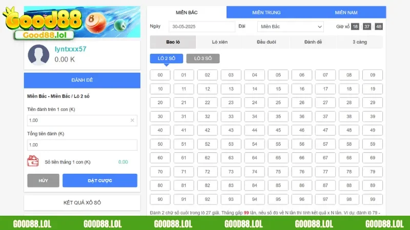 Đa dạng các hình thức cá cược lô đề tại sảnh xổ số GOOD88 3 miền