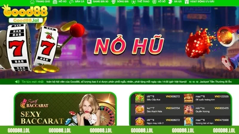 Những sảnh slots đình đám nhất tại nhà cái
