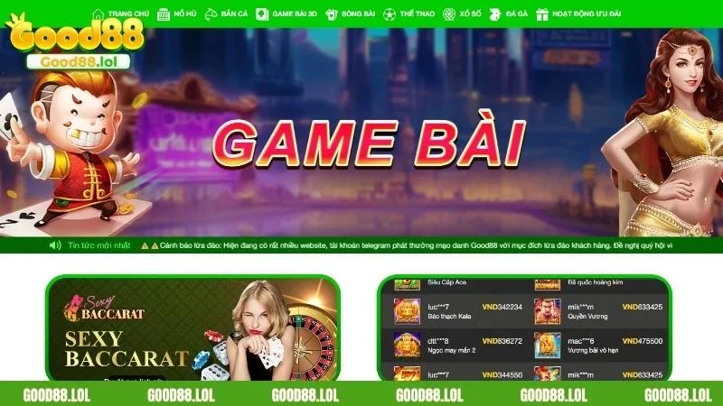 Tổng quan về sảnh game bài Good88
